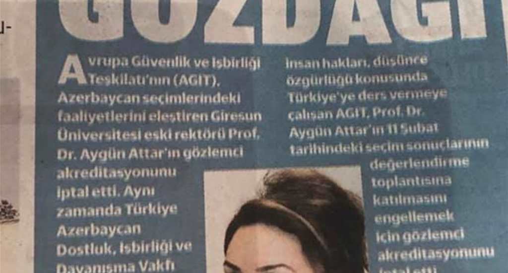 AGİTten Türk Profesöre Gözdağı