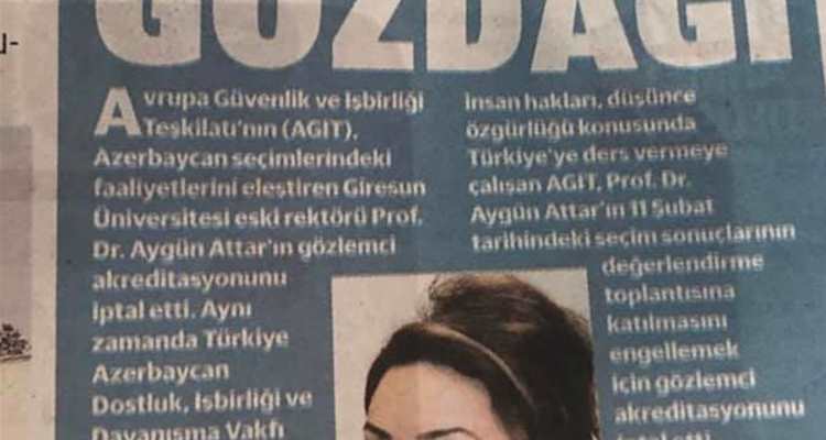 AGİT’ten Türk Profesöre Gözdağı