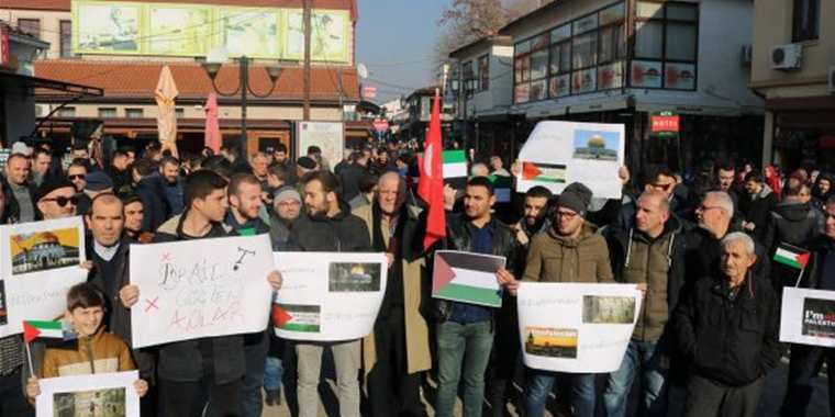 Üsküp’te ABD’nin “Kudüs” kararı protesto edildi